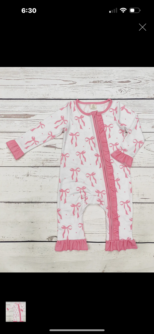 Girl’s Bow Ruffle Zip Up Pajama